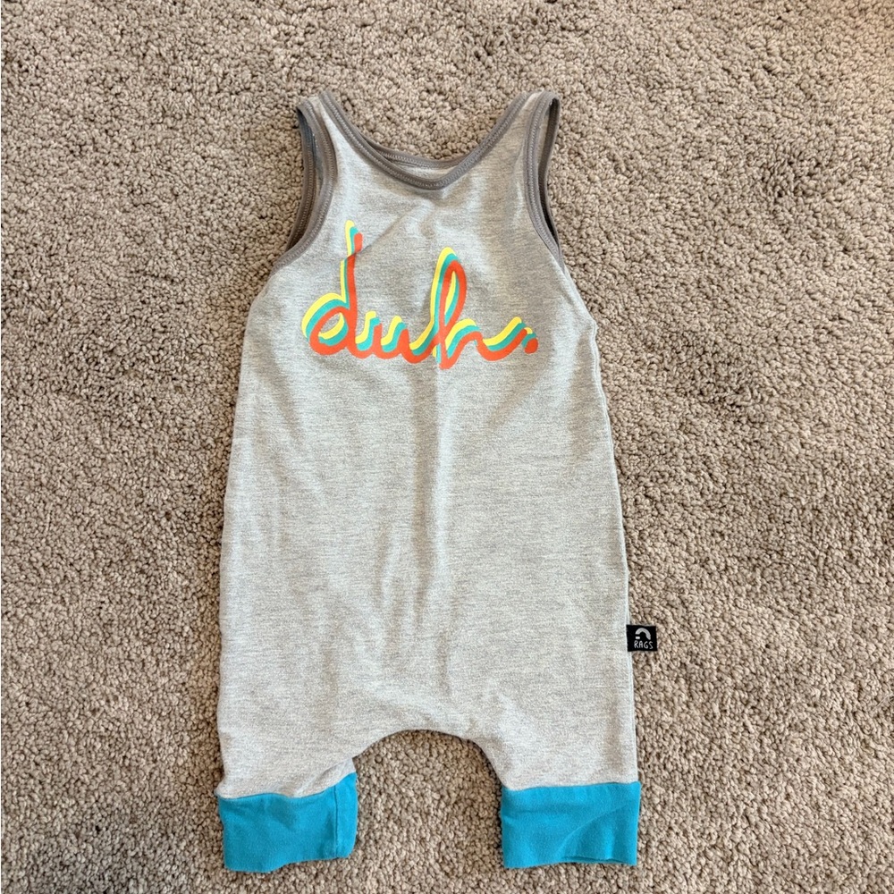 Rags to Raches Gray Romper with Colorful Print